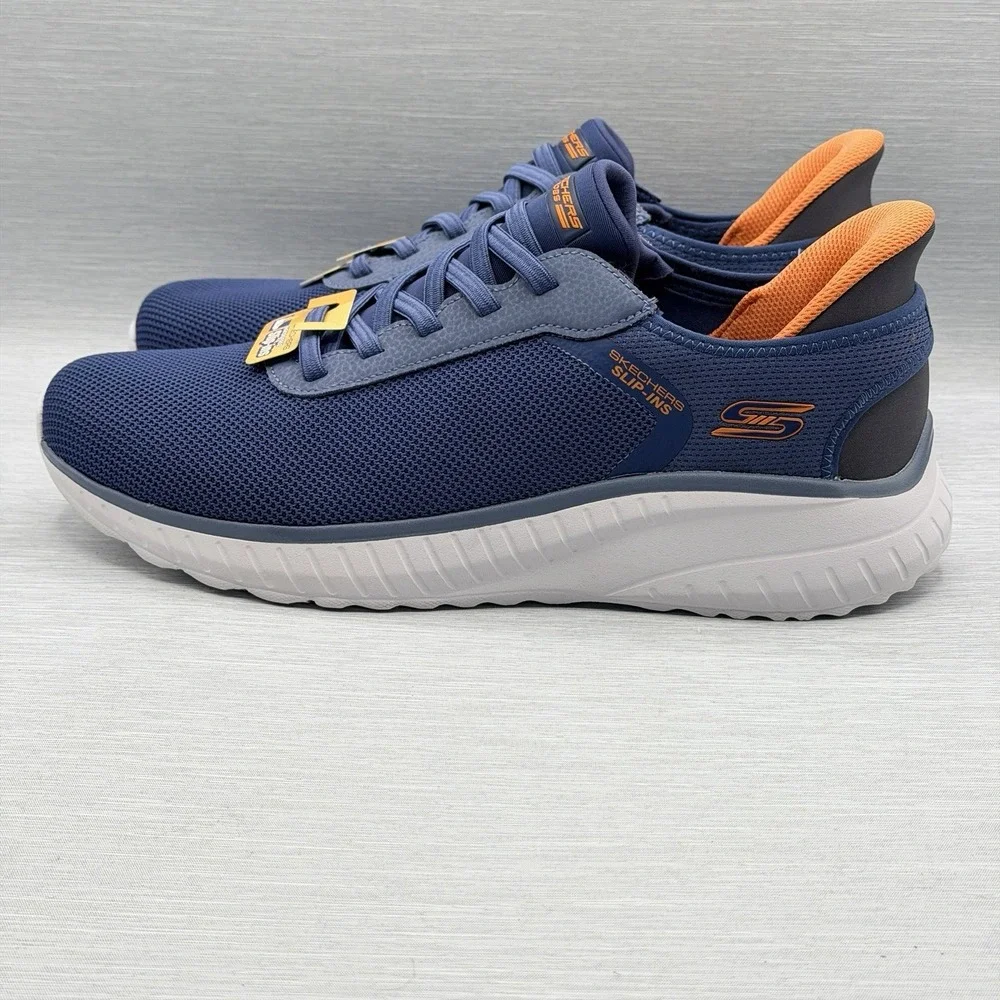 Skechers Slip Ins Men's 10 Sneakers Navy Blue Bobs Breathable Comfort 118311